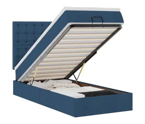 Osmanų Lovos Rėmas Su Čiužiniu, Mėlynas, 90X190cm Audinys