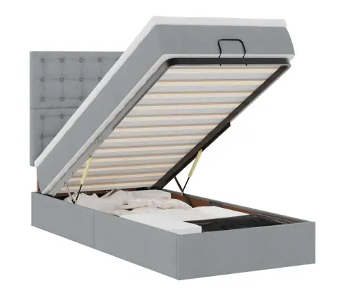 Osmaņu Gulta Ar Matraci&Leds, Gaiši Pelēks, 90X200 Cm, Audums Vidaxl