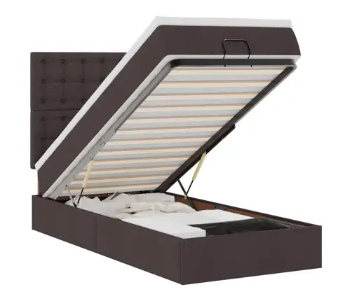 Osmanų Lova Su Čiužiniu Ir Led, Tamsiai Rudas, 90X200Cm Audinys