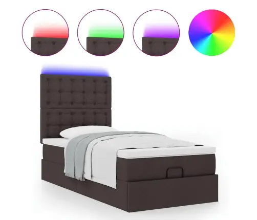 Osmanų Lova Su Čiužiniu Ir Led, Tamsiai Rudas, 90X200Cm Audinys