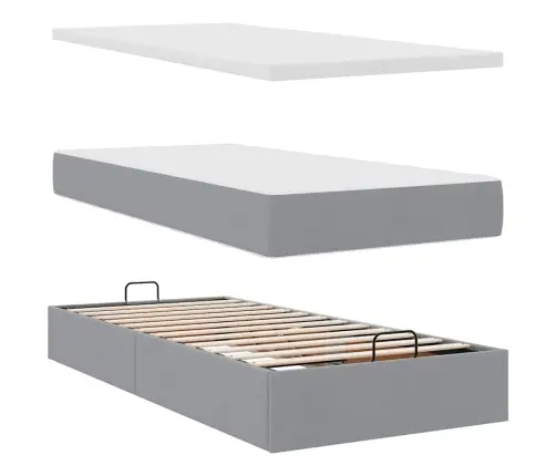 Osmaņu Gultas Rāmis Ar Matrača Gaiši Pelēks 100X200 Cm Audums Vidaxl Osmaņu Gultas Rāmis Ar Matrača Gaiši Pelēks 100X200 Cm Audums Vidaxl