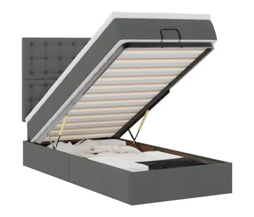 Osmanų Lovos Rėmas Su Čiužiniu, Pilkas, 100X200cm Audinys