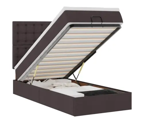 Osmanų Lovos Rėmas Su Čiužiniu, Rudas, 100X200cm Audinys