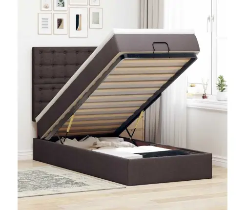 Osmanų Lovos Rėmas Su Čiužiniu, Rudas, 100X200cm Audinys