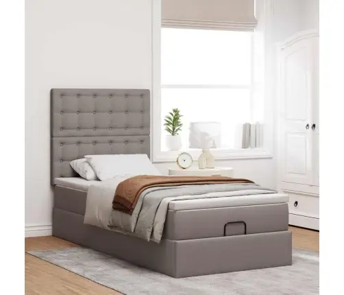 Osmaņu Gultas Rāmis Ar Matrača Pelēkbrūna 100X200 Cm Audums Vidaxl