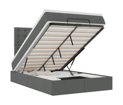 Osmanų Lova Su Čiužiniu Ir Led Tamsiai Pilkas 120X190Cm Audinys