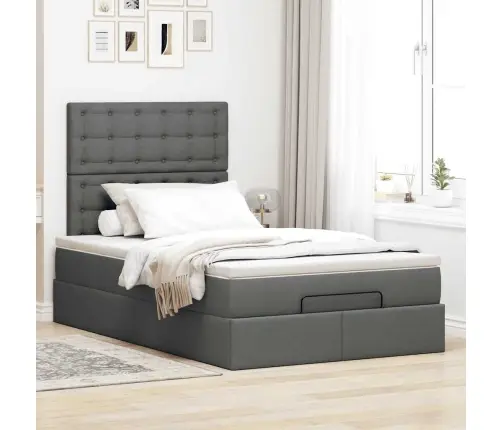 Osmanų Lova Su Čiužiniu Ir Led Tamsiai Pilkas 120X190Cm Audinys