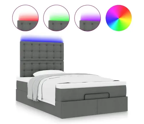 Osmanų Lova Su Čiužiniu Ir Led Tamsiai Pilkas 120X190Cm Audinys