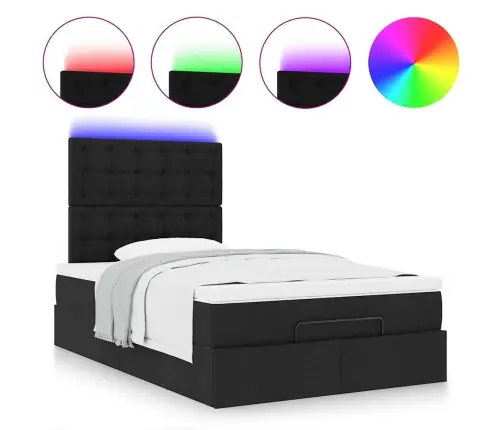 Ottomani Voodi Madratsi Ja Led, Must, 120X190 cm Kangas