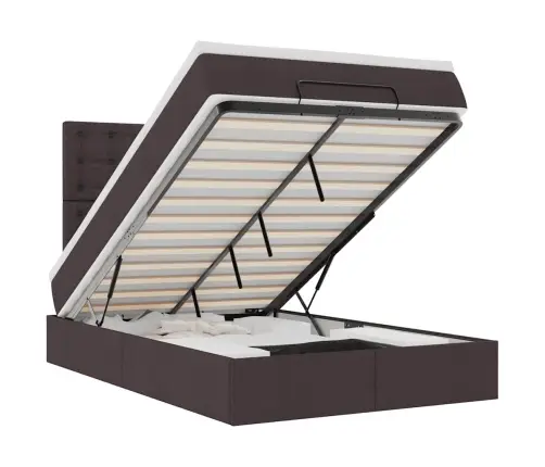 Ottomani Voodiraam Madratsiga, Tumepruun, 120X190 cm Kangas