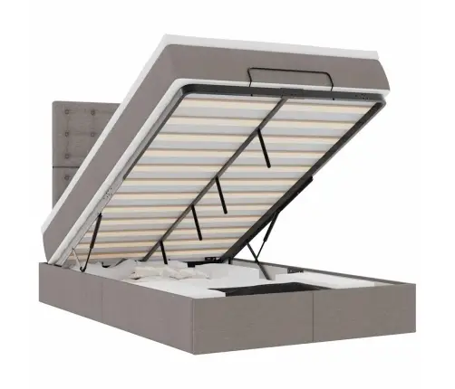 Osmaņu Gulta Ar Matraci&Leds, Pelēkbrūns, 120X190 Cm, Audums Vidaxl