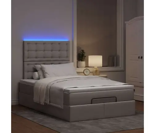 Osmaņu Gulta Ar Matraci&Leds, Pelēkbrūns, 120X190 Cm, Audums Vidaxl