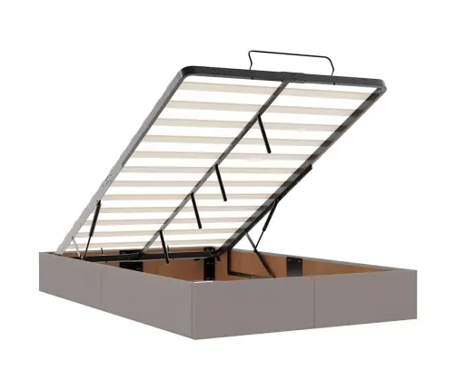 Osmaņu Gulta Ar Matraci&Leds, Pelēkbrūns, 120X190 Cm, Audums Vidaxl