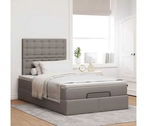 Osmaņu Gulta Ar Matraci&Leds, Pelēkbrūns, 120X190 Cm, Audums Vidaxl