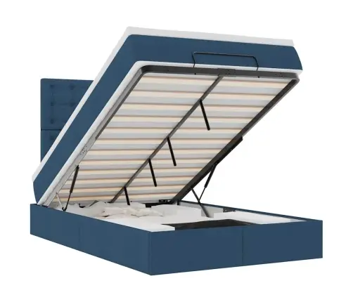 Osmaņu Gulta Ar Matraci&Leds, Zils, 120X190 Cm, Audums Vidaxl