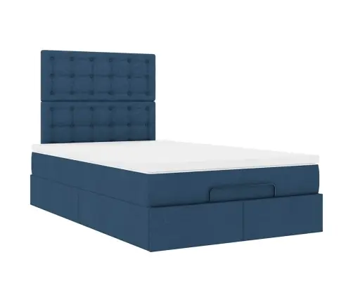 Osmaņu Gulta Ar Matraci&Leds, Zils, 120X190 Cm, Audums Vidaxl