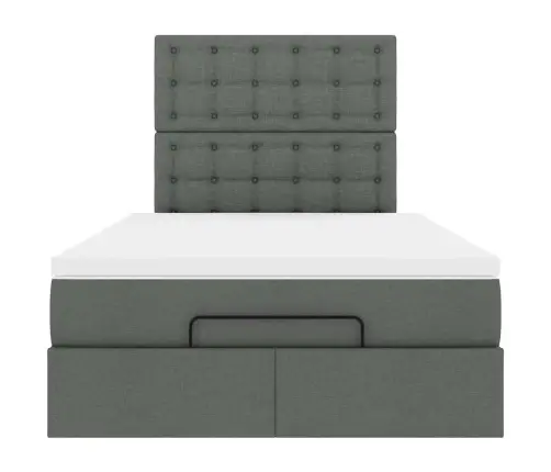 Ottomani Voodi Madratsita Ja Led, Tumehall, 120X200 cm Kangas