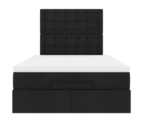 Osmaņu Gultas Rāmis Ar Matrača Melns 120X200 Cm Audums Vidaxl