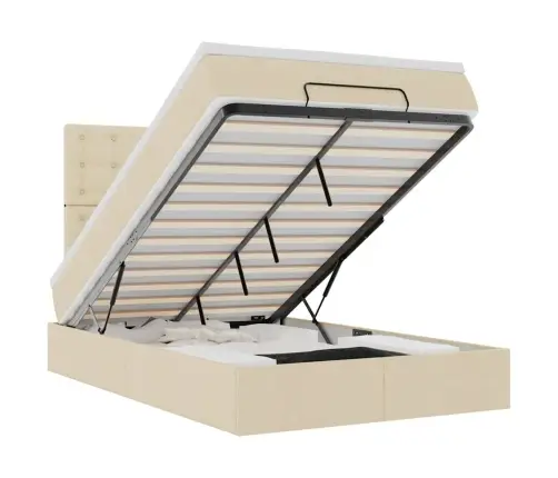 Osmaņu Gultas Rāmis Ar Matrača Krēmkrāsas 120X200 Cm Audums Vidaxl