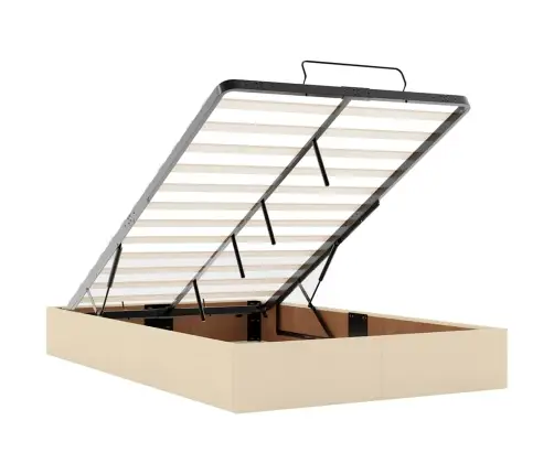 Osmaņu Gultas Rāmis Ar Matrača Krēmkrāsas 120X200 Cm Audums Vidaxl