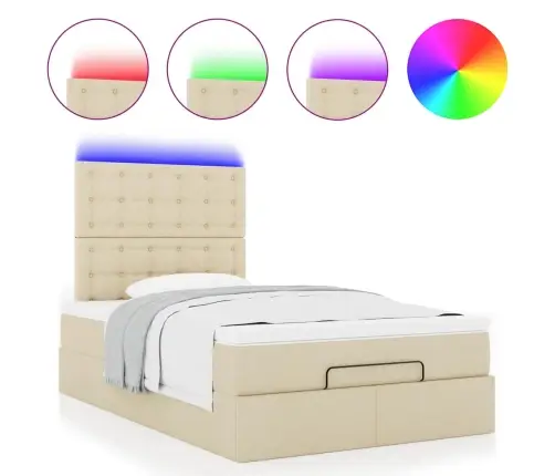 Osmaņu Gultas Rāmis Ar Matrača Krēmkrāsas 120X200 Cm Audums Vidaxl