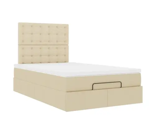 Osmaņu Gultas Rāmis Ar Matrača Krēmkrāsas 120X200 Cm Audums Vidaxl