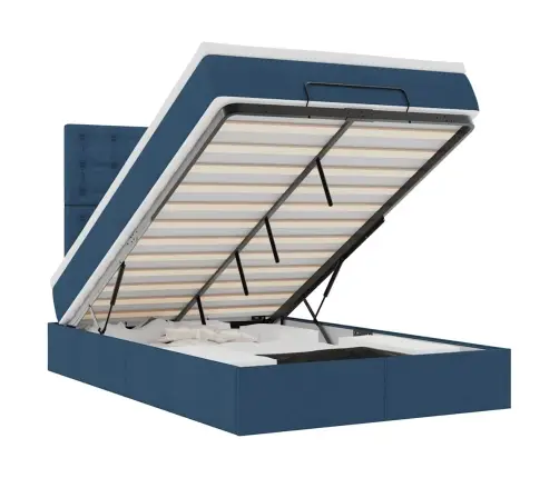 Osmaņu Gulta Ar Matraci & Leds, Zils, 120X200 Cm, Audums Vidaxl