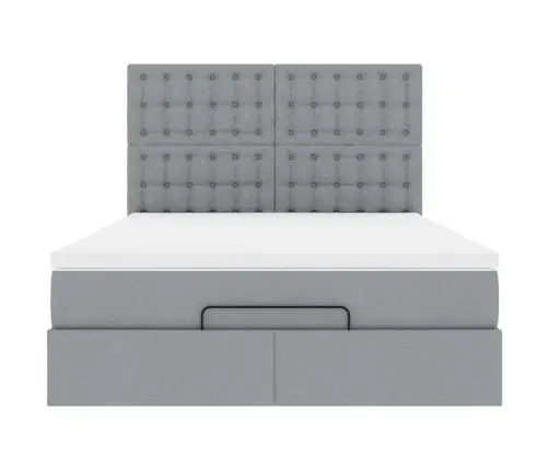 Osmaņu Gulta Ar Matraci&Leds, Gaiši Pelēks, 140X190 Cm, Audums Vidaxl
