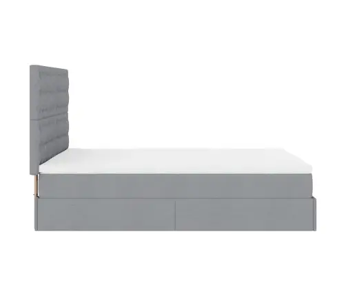 Osmaņu Gulta Ar Matraci&Leds, Gaiši Pelēks, 140X190 Cm, Audums Vidaxl