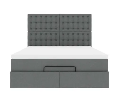 Osmanų Lova Su Čiužiniu Ir Led Tamsiai Pilka 140X190Cm Audinys