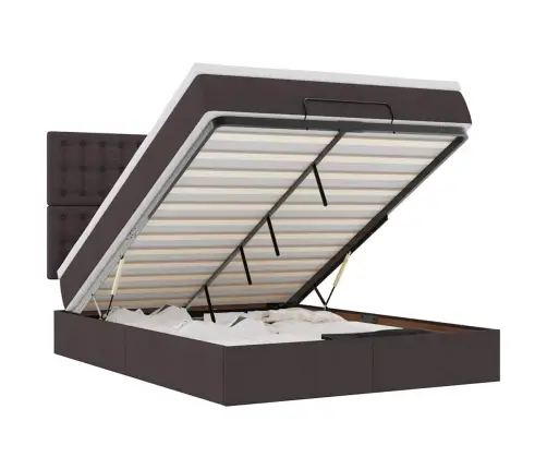 Ottomani Voodi Madratsita Ja Led, Tumepruun, 140X190cm Kangas