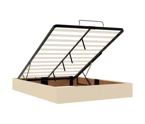 Osmaņu Gulta Ar Matraci & Leds, Krēmkrāsas, 140X190 Cm, Audums Vidaxl