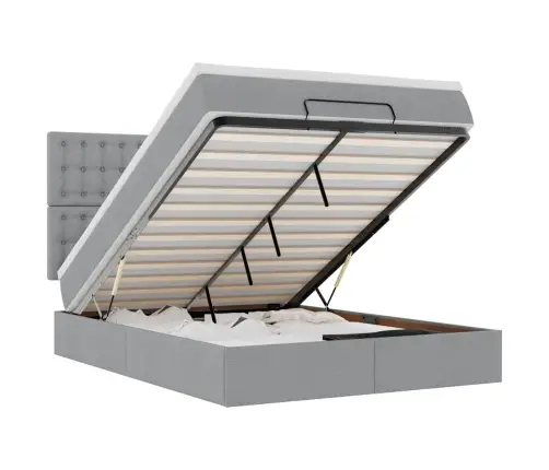 Osmaņu Gultas Rāmis Ar Matrača Gaiši Pelēks 140X200Cm Audums Vidaxl