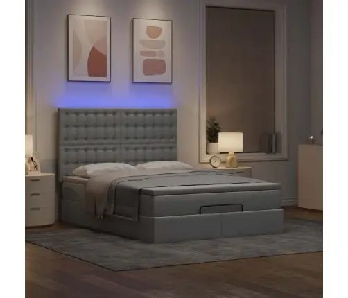 Osmaņu Gultas Rāmis Ar Matrača Gaiši Pelēks 140X200Cm Audums Vidaxl