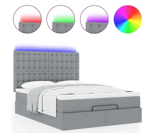 Osmaņu Gultas Rāmis Ar Matrača Gaiši Pelēks 140X200Cm Audums Vidaxl