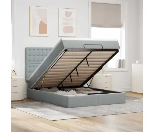 Osmaņu Gultas Rāmis Ar Matrača Gaiši Pelēks 140X200Cm Audums Vidaxl