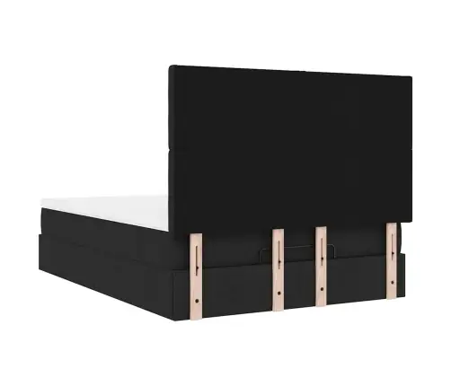 Osmanų Lova Su Čiužiniu Ir Led Lemputėmis Juodas 140X200 Cm