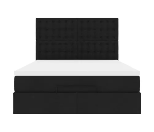 Osmanų Lova Su Čiužiniu Ir Led Lemputėmis Juodas 140X200 Cm