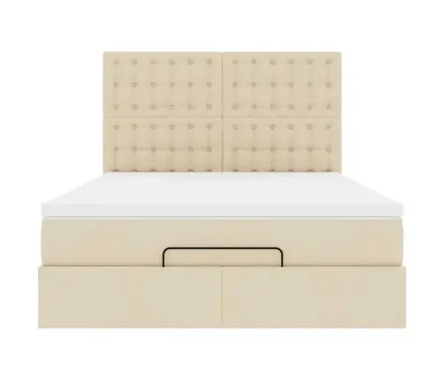 Osmaņu Gulta Ar Matraci & Leds, Krēmkrāsas, 140X200 Cm, Audums Vidaxl