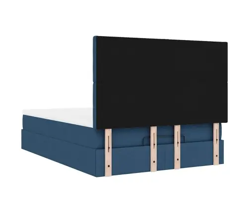 Osmaņu Gultas Rāmis Ar Matrača Zils 140X200Cm Audums Vidaxl