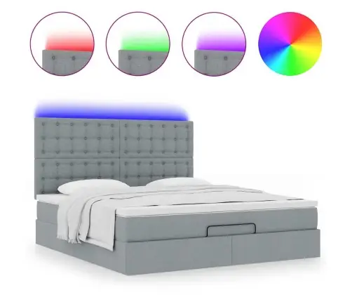 Osmanų Lovos Rėmas Su Čiužiniu, Pilkas, 160X200 cm Audinys