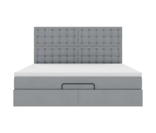 Osmanų Lovos Rėmas Su Čiužiniu, Pilkas, 160X200 cm Audinys