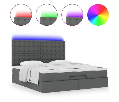 Ottomani Voodiraam Madratsiga, Tumehall, 160X200 cm Kangas