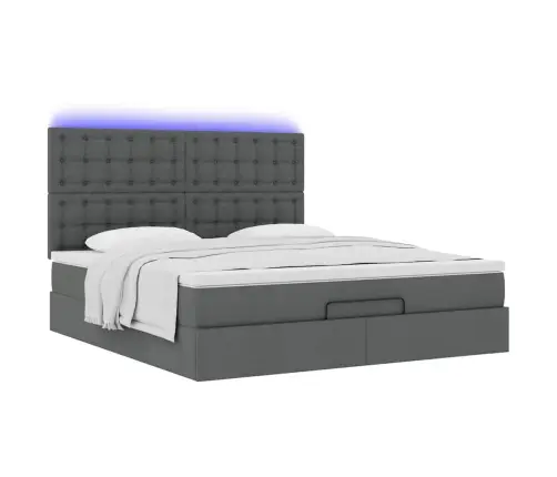 Ottomani Voodiraam Madratsiga, Tumehall, 160X200 cm Kangas