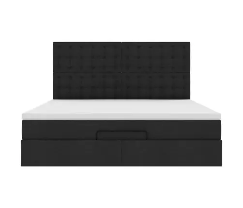 Osmanų Lovos Rėmas Su Čiužiniu, Juodas, 160X200 cm Audinys