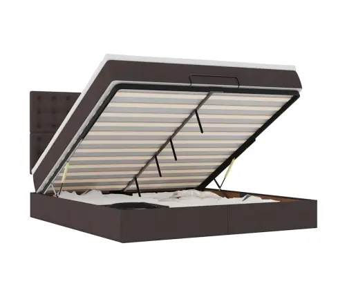 Ottomani Voodiraam Madratsiga, Tumepruun, 160X200 cm Kangas