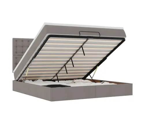 Osmaņu Gultas Rāmis Ar Matrača Pelēkbrūns 160X200Cm Audums Vidaxl