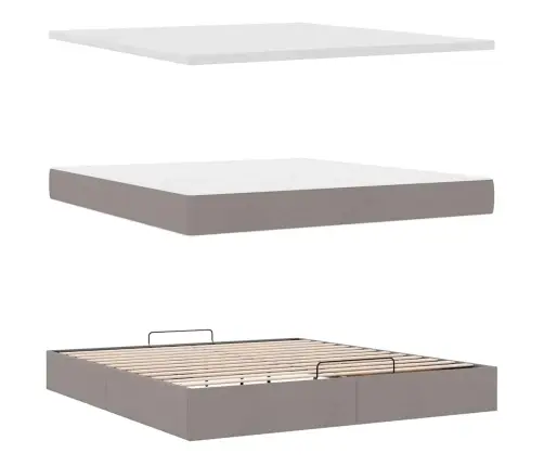 Osmaņu Gultas Rāmis Ar Matrača Pelēkbrūns 160X200Cm Audums Vidaxl
