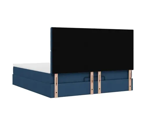 Osmaņu Gultas Rāmis Ar Matrača Zils 160X200Cm Audums Vidaxl