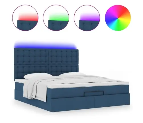 Osmaņu Gultas Rāmis Ar Matrača Zils 160X200Cm Audums Vidaxl